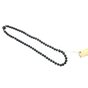 Vintage Spanish Mallorca Black Glass Pearl Necklace Original Tags